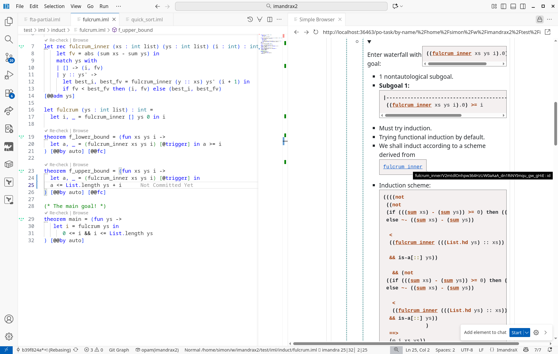 A screenshot of VScode with a proof